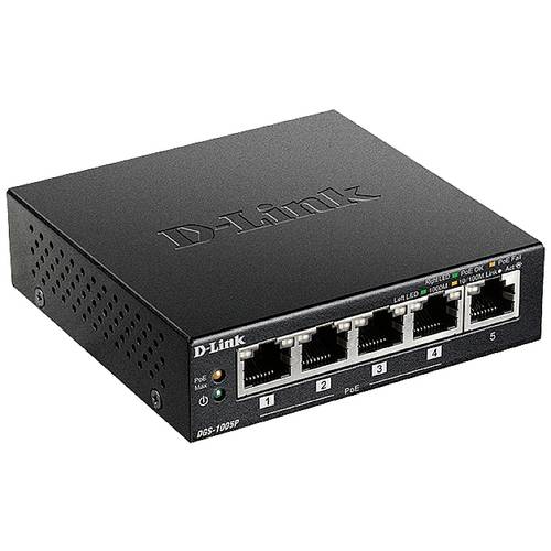 D-Link DGS-1005P/E 5-Port PoE+ Switch Gigabit, 4 PoE+ Ports, 60W