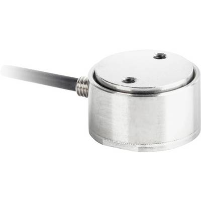 Kleiner zylindrischer Sensor mit Metallgehäuse und abgehendem Kabel, Draufsicht.