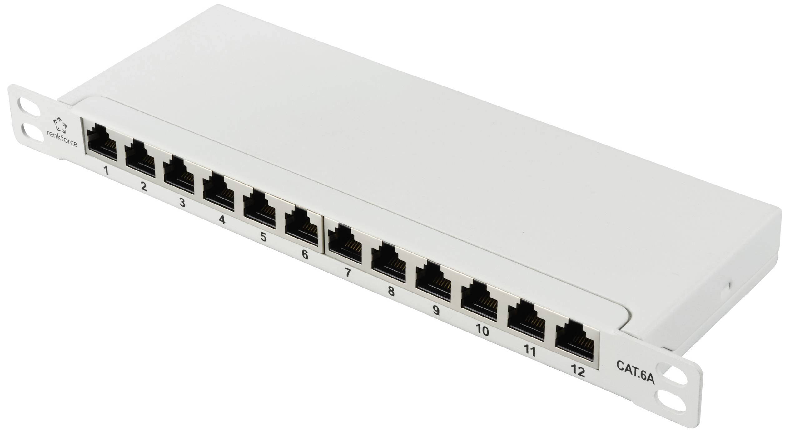 Renkforce RF-4996628 12 Port Patch-Panel 254 mm (10") CAT 6a 0.5 HE Grau Bestückt