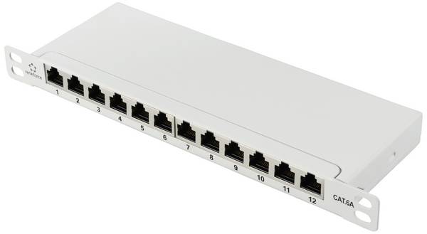 Renkforce RF-4996628 12 Port Patch-Panel 254 mm (10") CAT 6a 0.5 HE Grau Bestückt