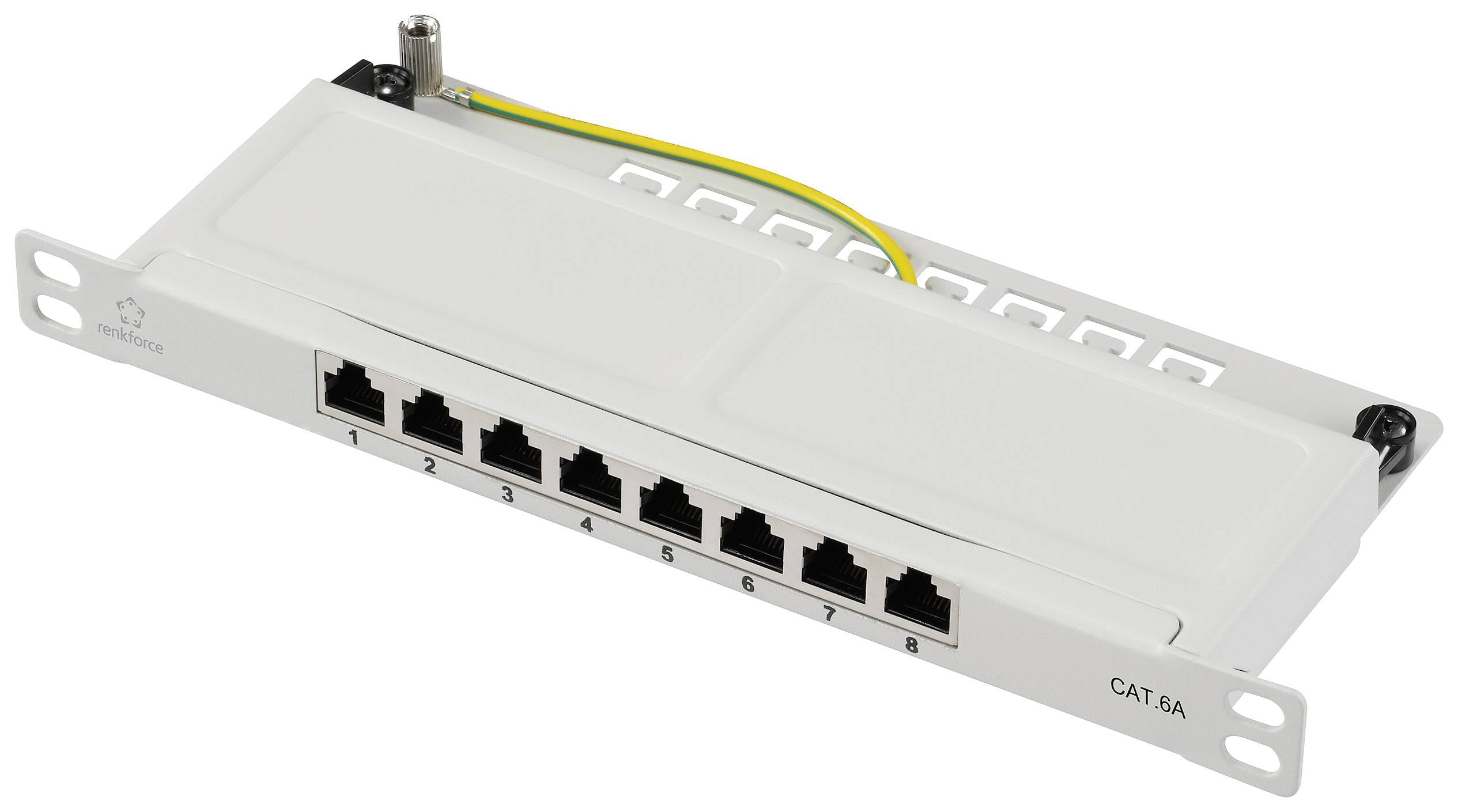 Renkforce RF-4996630 8 Port Patch-Panel 254 mm (10") CAT 6a 0.5 HE Grau Bestückt