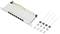 Patchpanel mit acht Ethernet-Ports, Erdungskabel und Montageset mit Schrauben, Unterlegscheiben, Muttern und Kabelbindern.