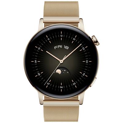 Huawei Watch GT 3 - Elegant Edition - 42 mm - Gold, Edelstahl - intelligente Uhr mit Milanese Riemen - Edelstahl - Gold