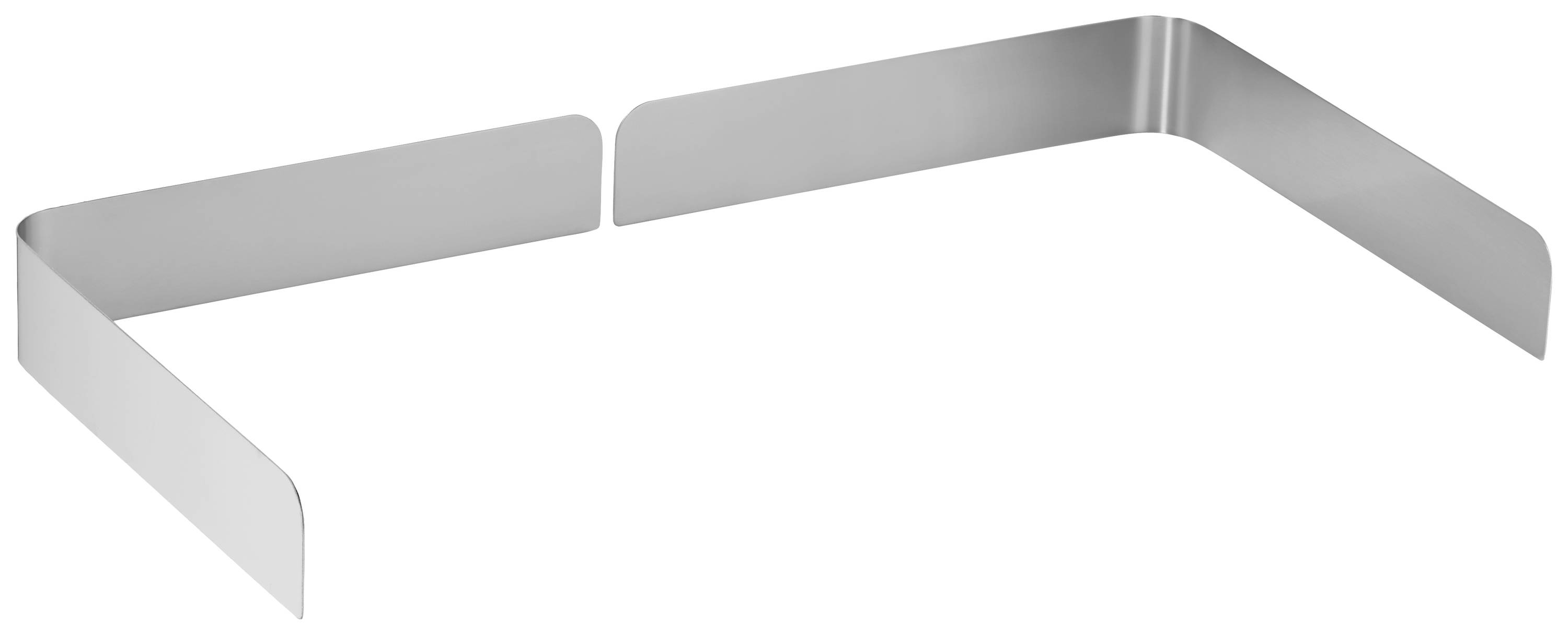 Metallischer Ofenschutz in U-Form, eignet sich zur platzsparenden Anordnung an Ecken, schützt vor Hitzeabschirmungen.