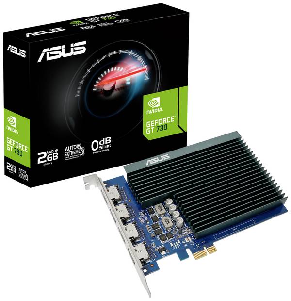 Asus Grafikkarte Nvidia GeForce GT730   2 GB GDDR5-RAM   4 x HDMI® Passiv gekühlt PCIe x1