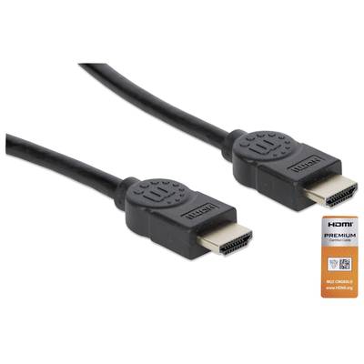 Manhattan HDMI Anschlusskabel HDMI-A Stecker, HDMI-A Stecker 1.80 m Schwarz 355346 Audio Return Channel, vergoldete Stec