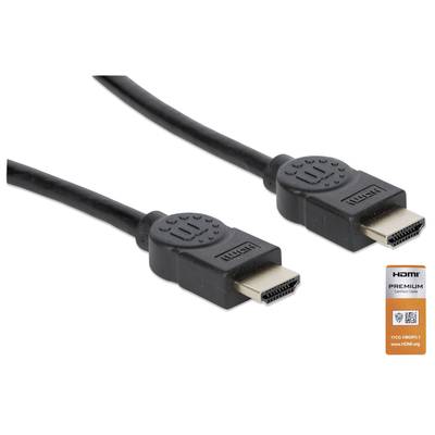 Manhattan HDMI Anschlusskabel HDMI-A Stecker, HDMI-A Stecker 1.00 m Schwarz 354837 Audio Return Channel, vergoldete Stec