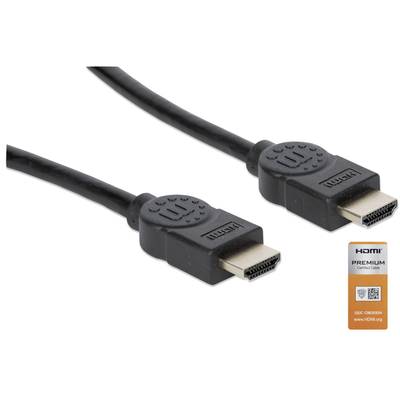 Manhattan HDMI Anschlusskabel HDMI-A Stecker, HDMI-A Stecker 3.00 m Schwarz 355353 Audio Return Channel, vergoldete Stec