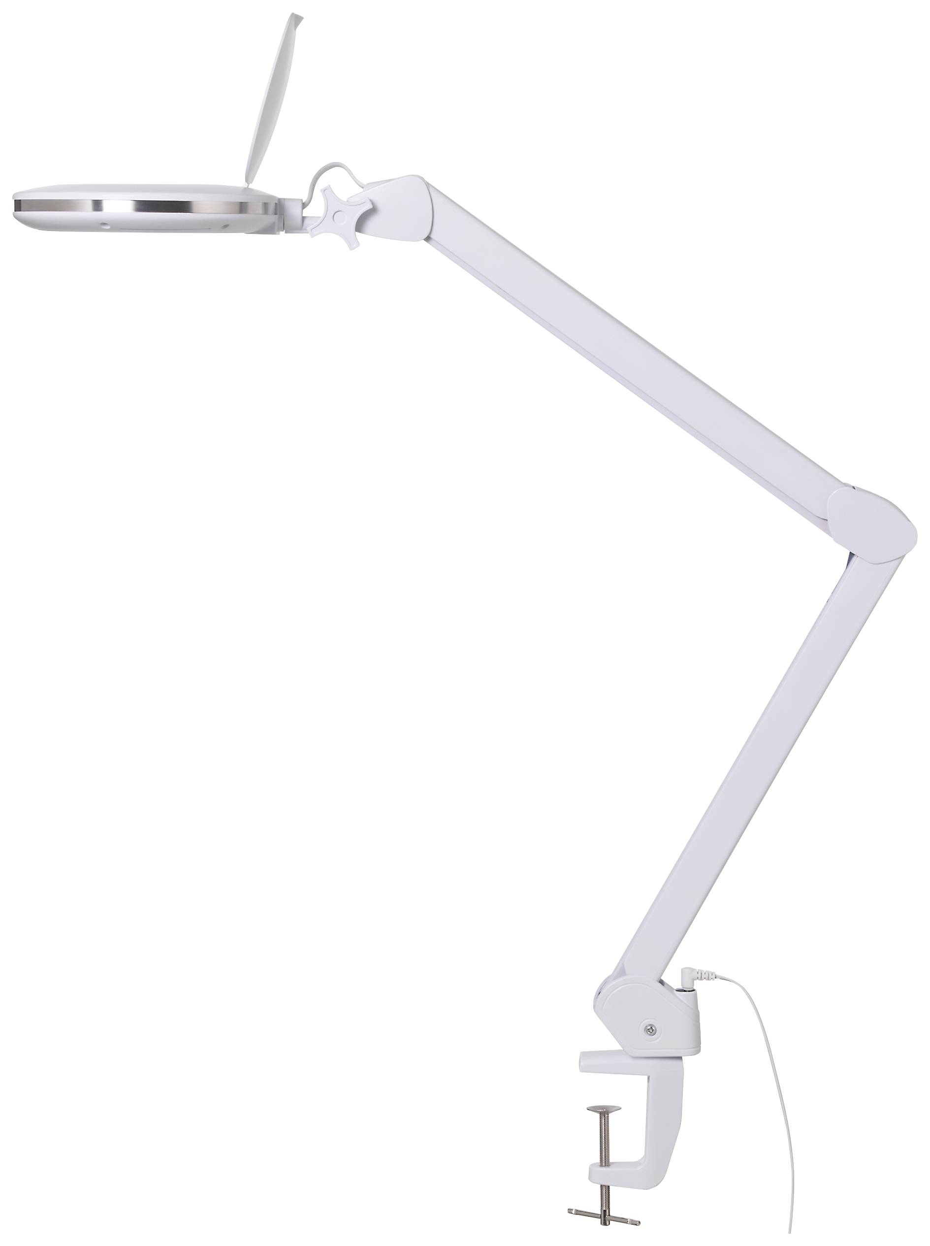 'Verstellbare Lupenlampe mit Klemme, geeignet für präzise Arbeiten oder detaillierte Inspektion.'