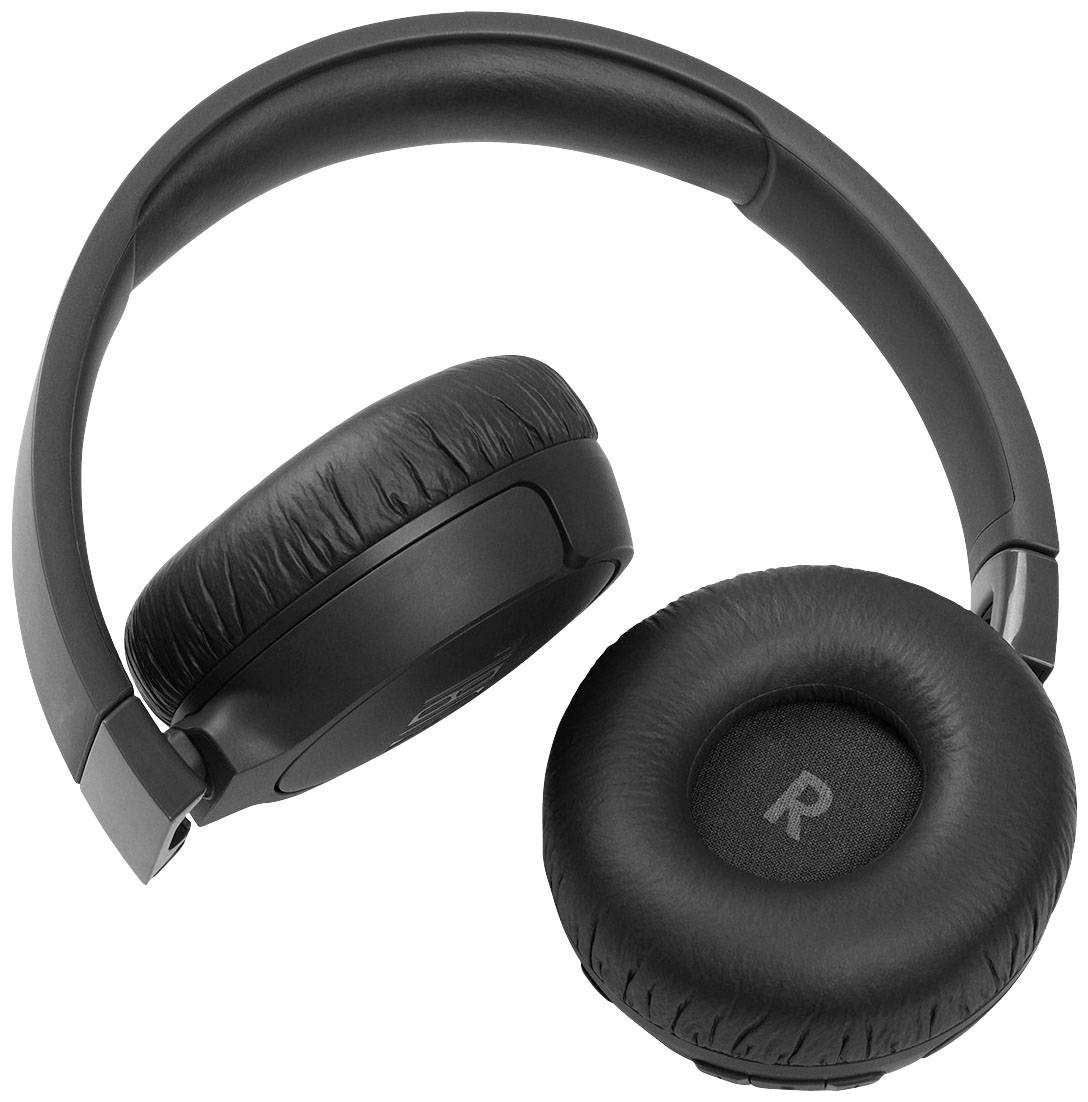 Schwarze Over-Ear-Kopfhörer mit gepolsterten Ohrmuscheln und Bügel, in leicht geöffneter Position dargestellt.
