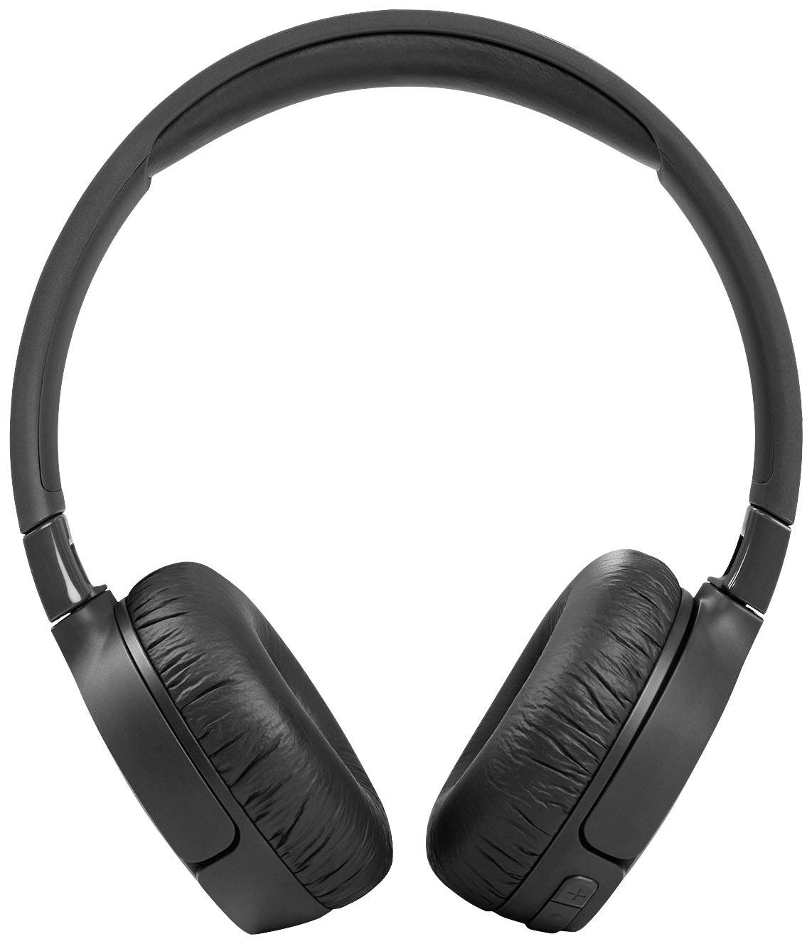 Schwarzer Over-Ear-Kopfhörer, kabellos, mit gepolsterten Ohrmuscheln und verstellbarem Kopfbügel. Geeignet zum Musikhören unterwegs.