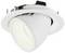 Ein weißer, schwenkbarer Einbaustrahler mit modernem Design, geeignet für gezielte Beleuchtung in Wohn- und Geschäftsbereichen.