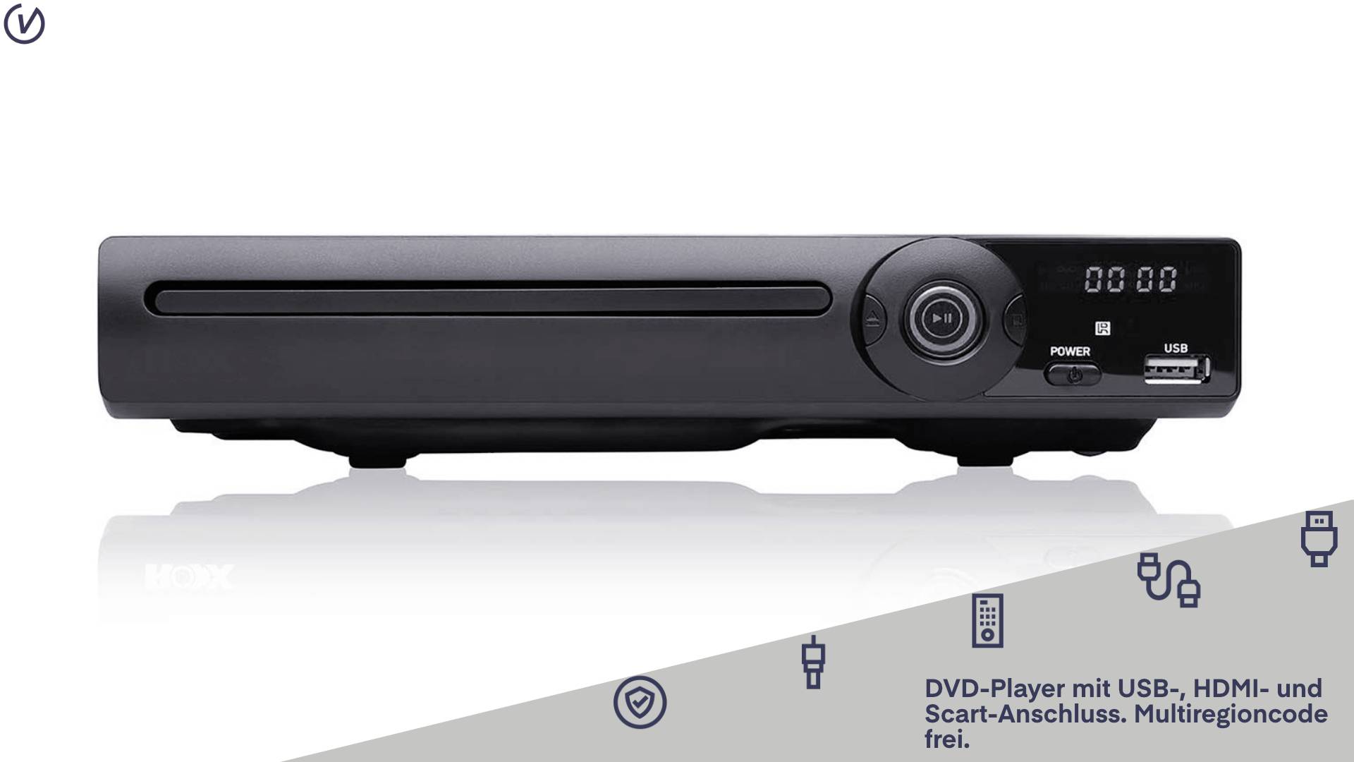 DVD-Player mit USB-, HDMI- und Scart-Anschluss. Multiregioncode frei.