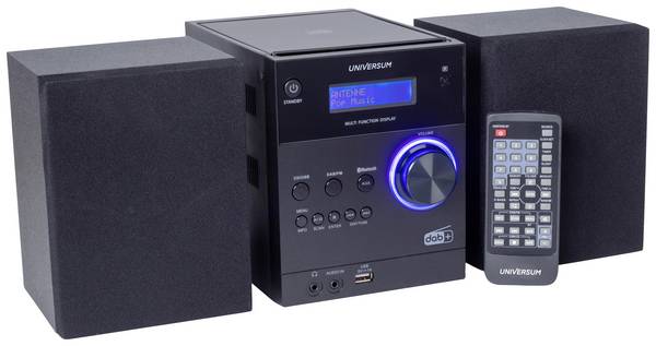 UNIVERSUM MS 300-21 Stereoanlage AUX, Bluetooth®, CD, DAB+, UKW, USB, Akku-Ladefunktion, Inkl. Fernbedienung, Inkl. Lautsprecherbox, Weckfunktion 2 x 5 W Schwarz