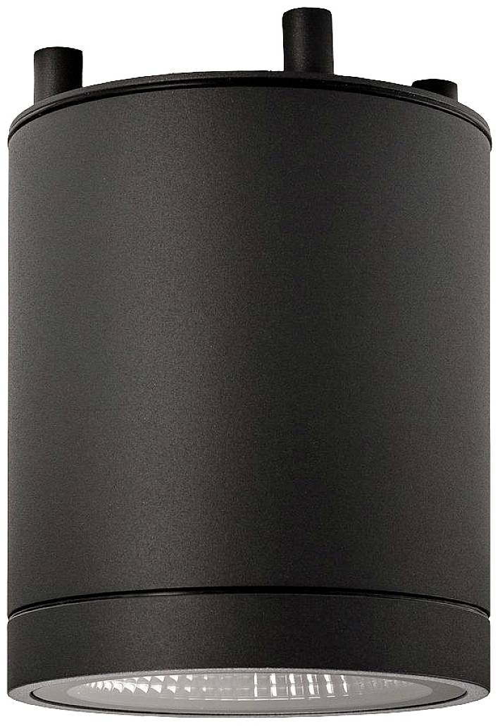 Schwarze zylindrische Deckenleuchte, geeignet für moderne Innenräume.