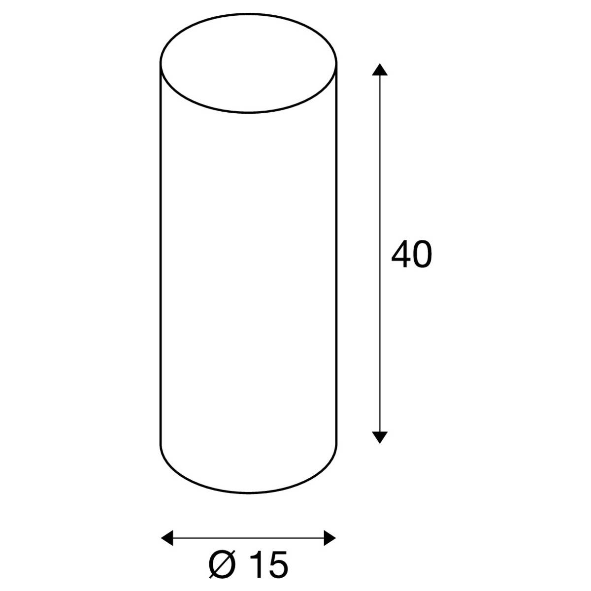 Zylinder mit den Maßen: Höhe 40 Einheiten, Durchmesser 15 Einheiten.