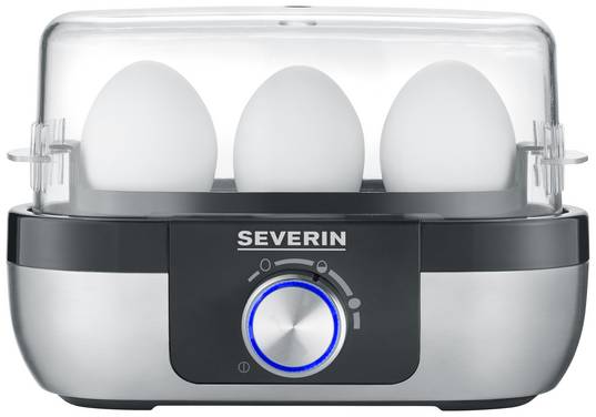 Severin EK 3163 Eierkocher BPA-frei, mit Messbecher, mit Eierstecher Edelstahl, Schwarz