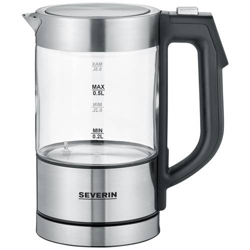 Severin WK 3458 Wasserkocher schnurlos, BPA-frei Edelstahl, Schwarz Fassungsvermögen: 0.5 l
