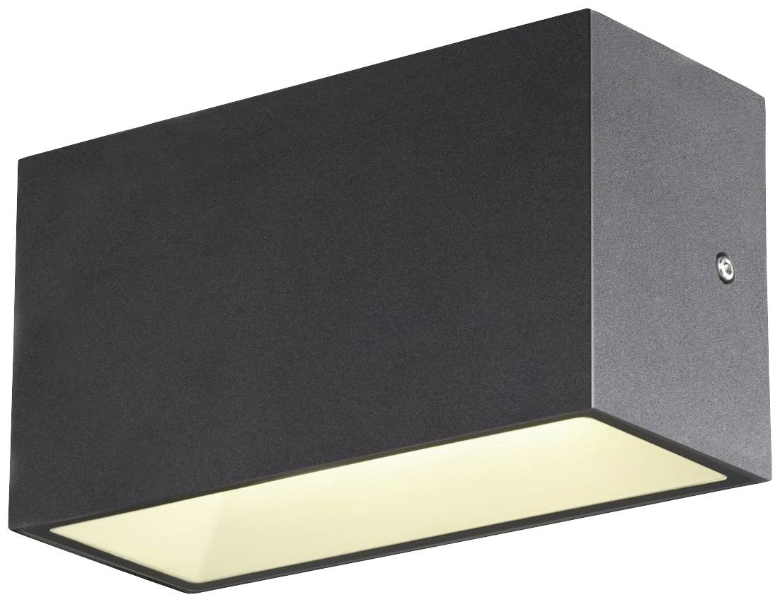 Rechteckige schwarze Wandleuchte, nach unten geöffnet, mit integriertem Licht, geeignet für moderne Innen- und Außendekor.