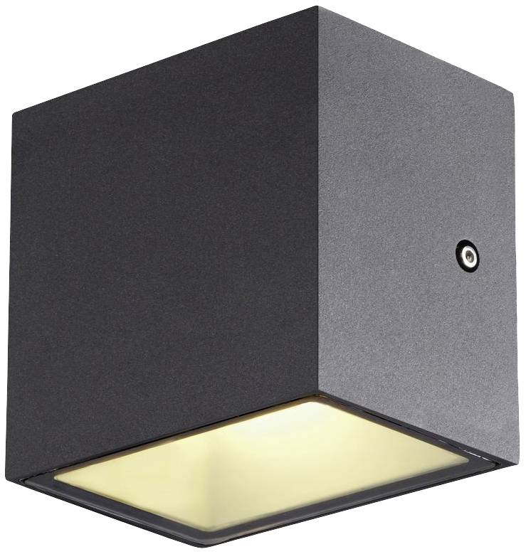 Schwarze, quadratische Lampe mit leuchtender Unterseite, geeignet für moderne Innenräume.