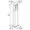 Technische Zeichnung einer rechteckigen Säule mit den Maßen: Höhe 75 cm, Breite 7,3 cm, Tiefe 11,5 cm. Sockelmaße: 15,5 x 11 cm.
