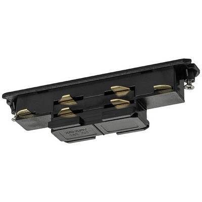 Schwarzes elektrisches Bauteil mit mehreren metallischen Kontakten und einem zweifachen Kippschalter, horizontal ausgerichtet.