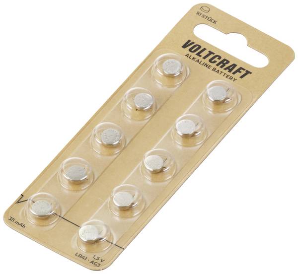 VOLTCRAFT Knopfzelle LR41 1.5 V 10 St. 35 mAh Alkali-Mangan AG3