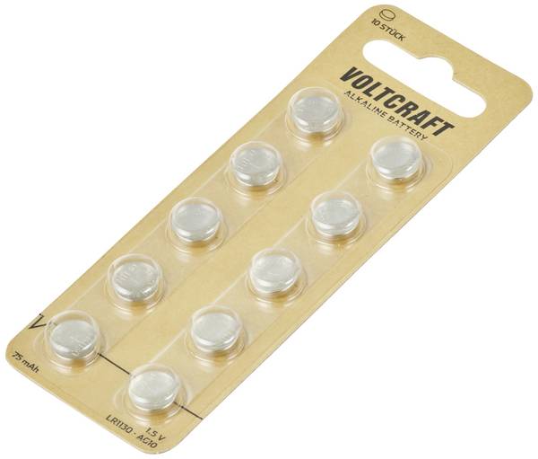 VOLTCRAFT Knopfzelle LR1130 1.5 V 10 St. 75 mAh Alkali-Mangan AG10