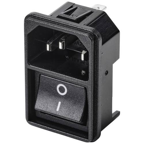 TRU COMPONENTS TC-10088380 Kaltgeräte-Steckverbinder C14 Stecker, Einbau vertikal Gesamtpolzahl: 3 10 A Schwarz 1 St.