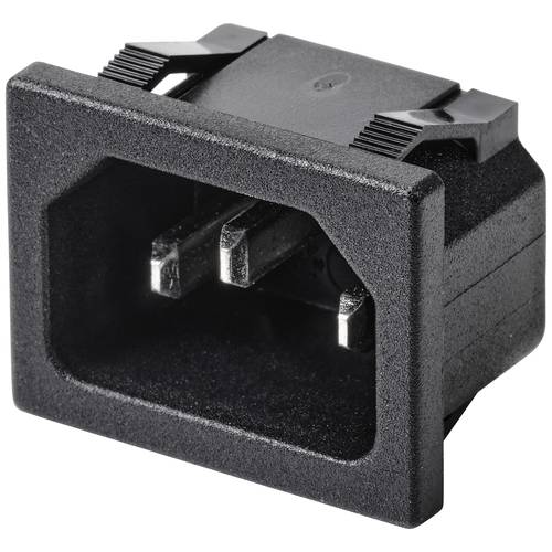 TRU COMPONENTS TC-10088384 Kaltgeräte-Steckverbinder C14 Stecker, Einbau vertikal Gesamtpolzahl: 3 10 A Schwarz 1 St.