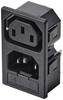 TRU COMPONENTS TC-10088388 Kaltgeräte-Steckverbinder C13 Buchse, Einbau vertikal, Stecker, Einbau vertikal Gesamtpolzahl: 3 10 A Schwarz 1 St.