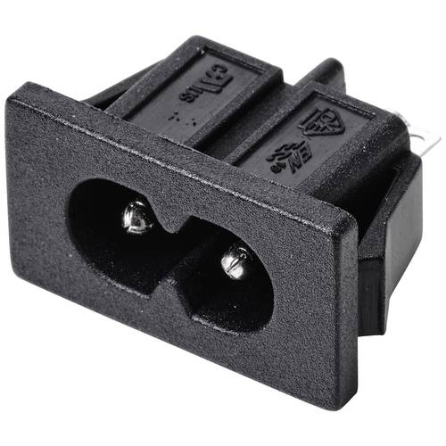 TRU COMPONENTS TC-10088404 Kaltgeräte-Steckverbinder C8 Stecker, Einbau vertikal 2.5 A Schwarz 1 St.