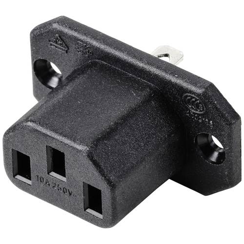 TRU COMPONENTS TC-10088408 Kaltgeräte-Steckverbinder C13 Buchse, Einbau vertikal Gesamtpolzahl: 3 10 A Schwarz 1 St.