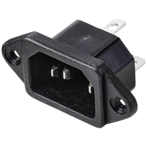 TRU COMPONENTS TC-10088412 Kaltgeräte-Steckverbinder C14 Flanschstecker Gesamtpolzahl: 3 10 A Schwarz 1 St.