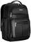 Schwarzer Laptop-Rucksack mit mehreren Reißverschlusstaschen und gepolstertem Griff. Ideal für Reisen und Berufspendler.