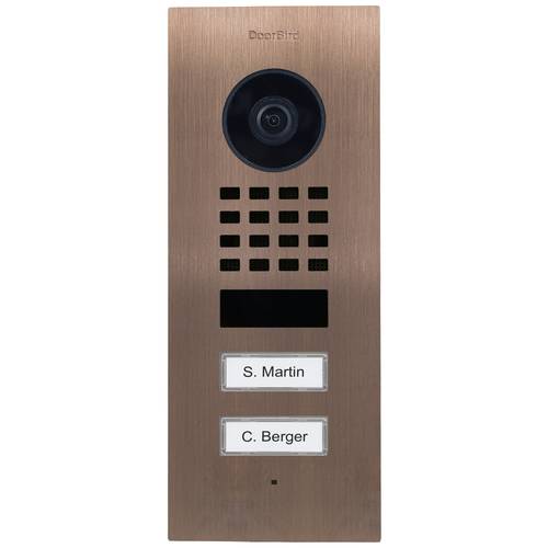 DoorBird D1102V Unterputz IP-Video-Türsprechanlage WLAN, LAN Außeneinheit Edelstahl V2A (gebürstet), Bronze-Optik