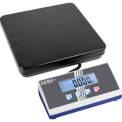 Digitale Waage mit schwarzer Plattform und blau-grauem Display zeigt '0,000 kg'. Markenname links oben auf dem Display.