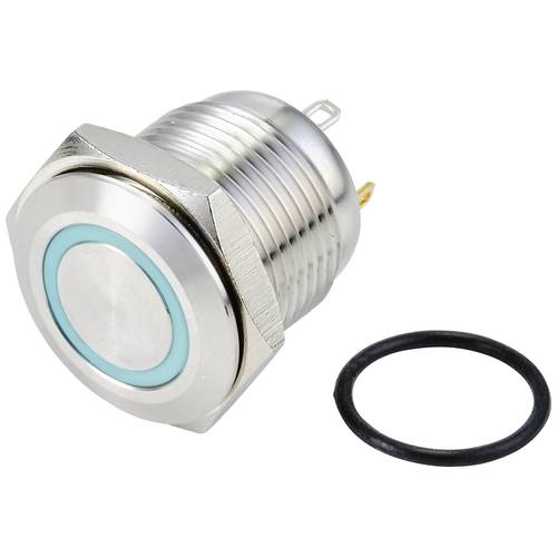 TRU COMPONENTS TC-10090920 GQ16F-10E/J/B/24V/S Vandalismusgeschützter Drucktaster 48 V/DC 2 A 1 x Aus/(Ein) tastend Blau...