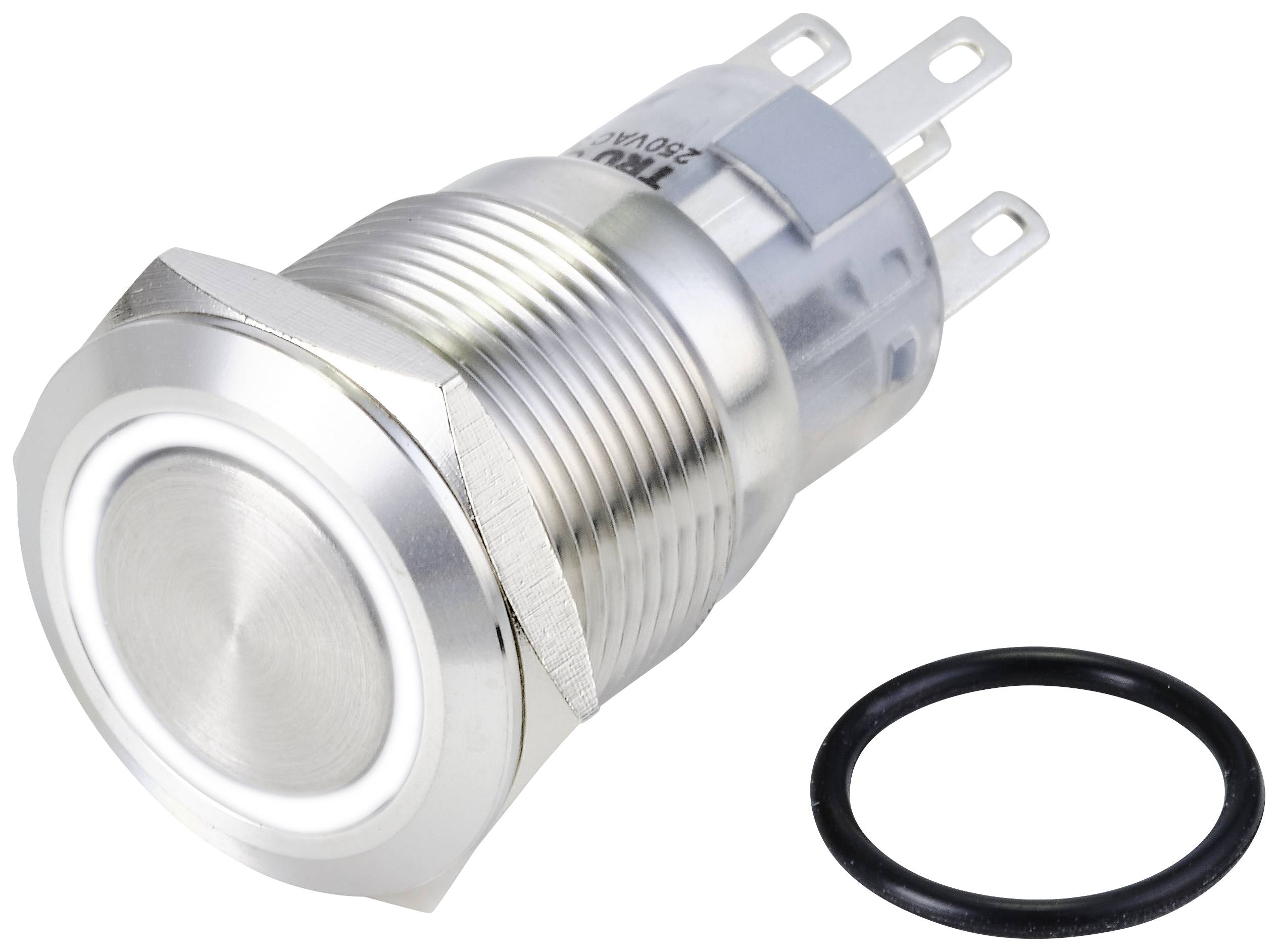 TRU COMPONENTS TC-10090940 LAS1-AGQ-11E/W/24V/S Vandalismusgeschützter Drucktaster 250 V/AC 3 A 1 x Ein/(Ein) tastend We