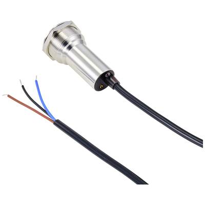 Metallsensor mit drei farbigen Kabeln (rot, blau, schwarz), geeignet für industrielle Anwendungen zur Erkennung von Metallen.