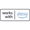 Badge "funktioniert mit" mit dem Alexa-Logo, das die Kompatibilität mit Amazon-Alexa-Geräten oder -Diensten anzeigt