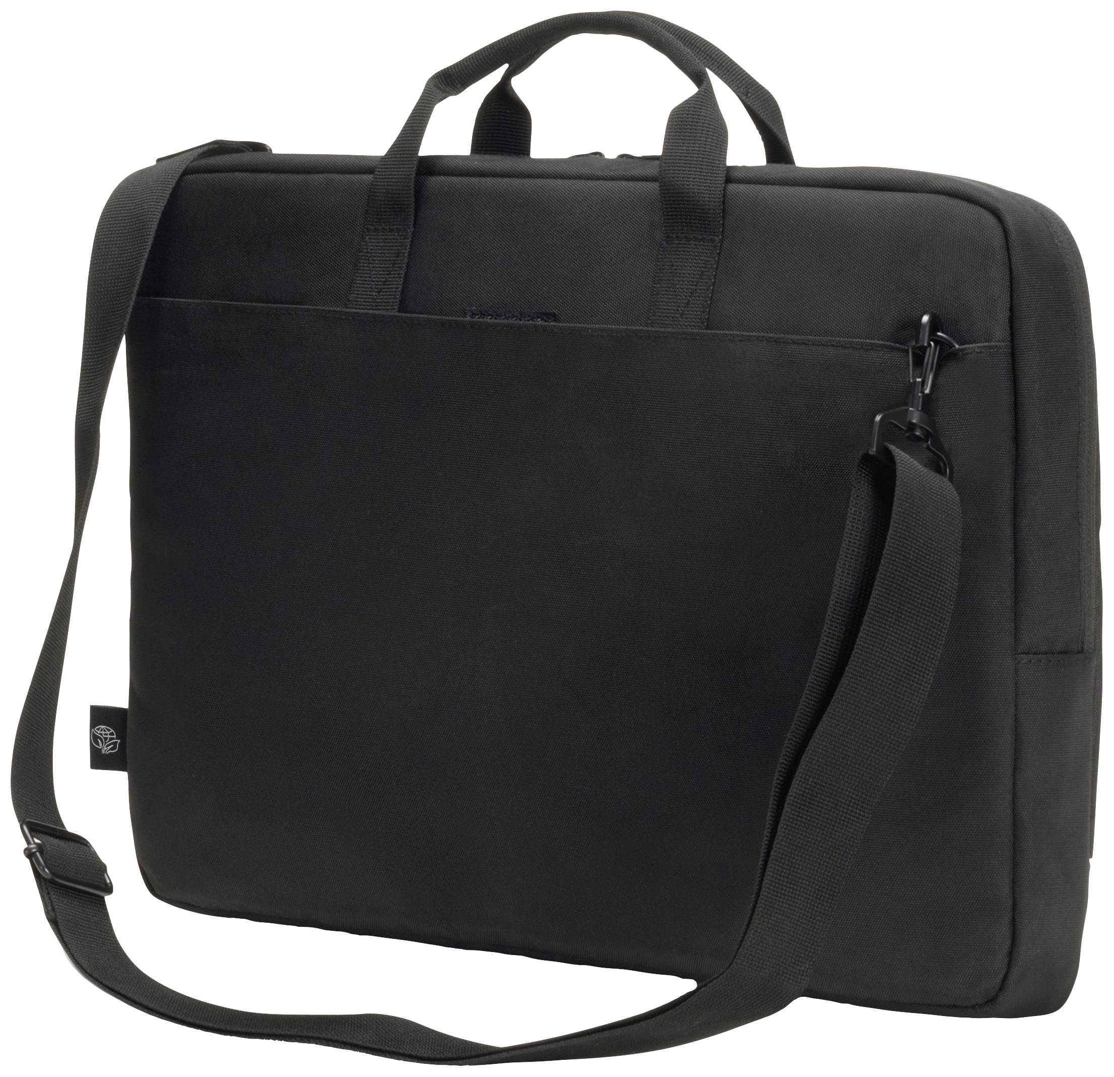 Eine schwarze Laptop-Tasche mit Schulterriemen, geeignet für den sicheren und bequemen Transport eines Laptops.
