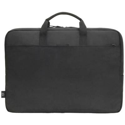 Schwarze Laptoptasche aus Stoff mit zwei Griffen, geeignet für den Transport und Schutz eines Laptops.