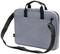 Graue Laptop-Tasche mit Tragegriffen und einem abnehmbaren Schulterriemen, geeignet für den sicheren Transport eines Laptops.