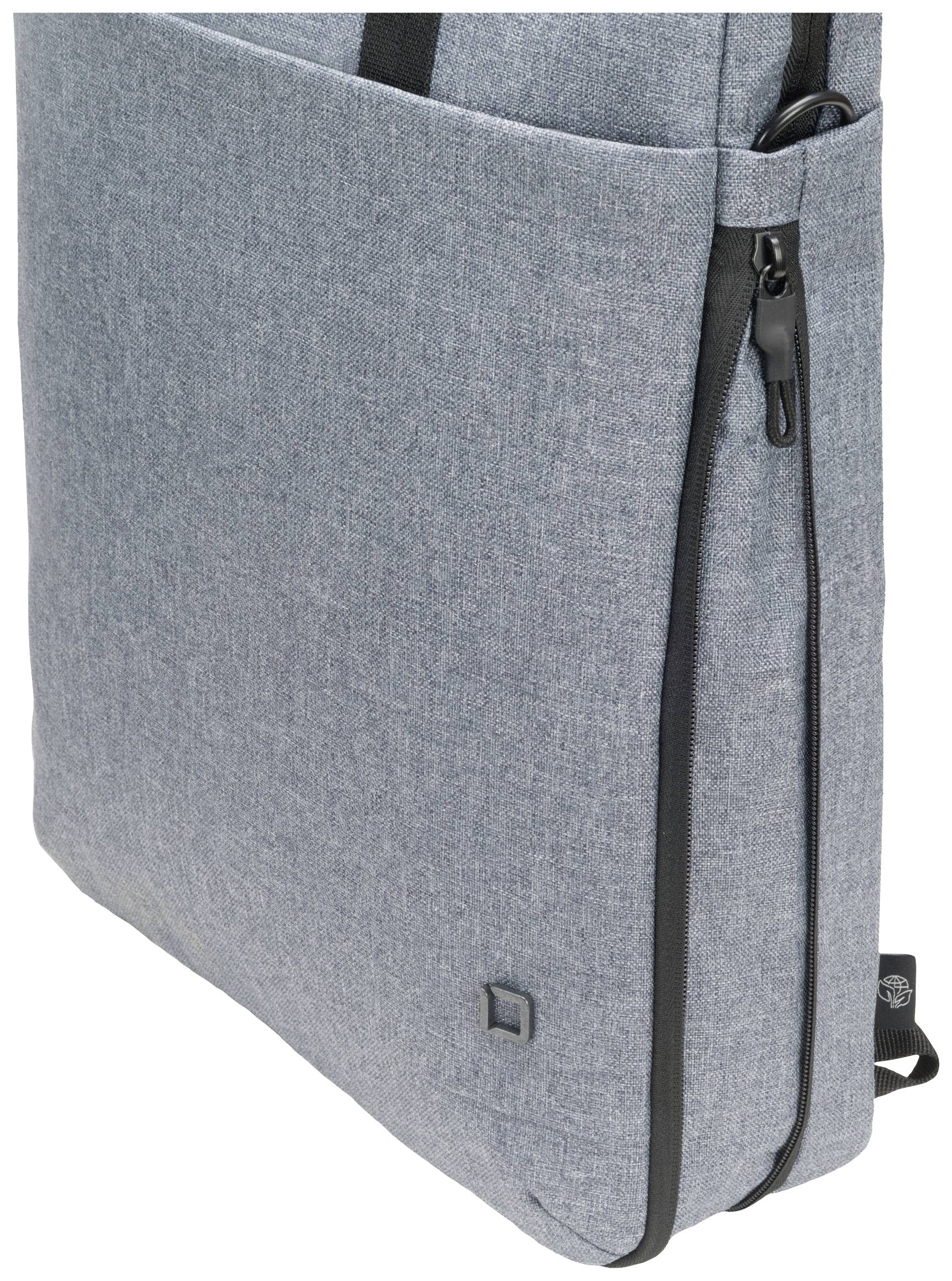 Graue Schutzhülle für ein Laptop, aus robustem Stoff mit Reißverschluss und kleinem Logo auf der Vorderseite.