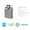 Grau melierte Notebooktasche mit mehreren Fächern für Laptop, Tablet und Zubehör, hergestellt aus recyceltem PET. Nachhaltig mit Garantiesiegel.