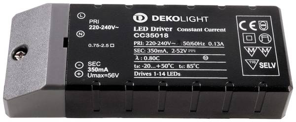 Deko Light Basic CC LED-Trafo Konstantstrom 18 W 350 mA 2 - 52 V 1 St.
