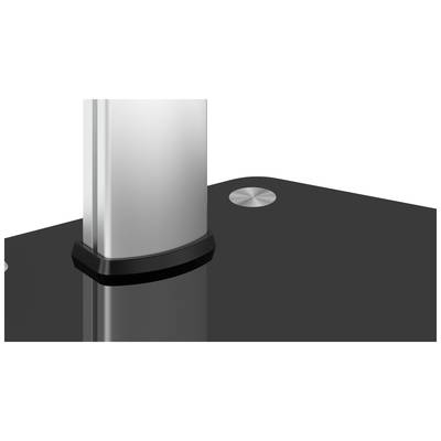 Eine Nahaufnahme zeigt einen Teil einer schwarzen, glänzenden Oberfläche mit einem metallischen, senkrechten Element.