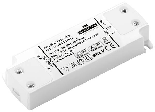 Dehner Elektronik SE 15-24VF (24VDC) LED-Trafo, LED-Treiber Konstantspannung 15 W 0.625 A 24 V/DC Möbelzulassung, Überlastschutz, Überspannung 1 St.