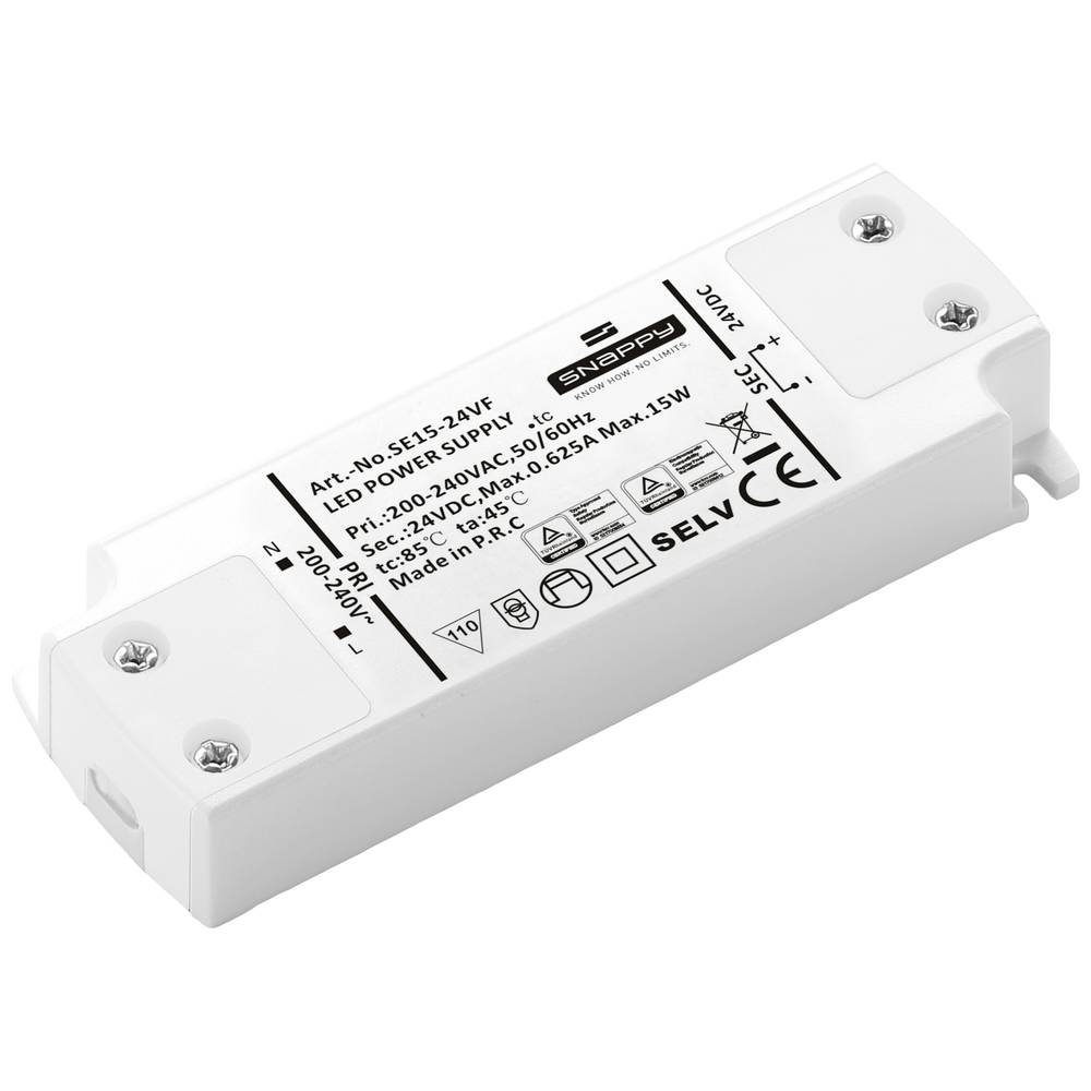 Dehner Elektronik SE 15-24VF (24VDC) LED-transformator, LED-driver Constante spanning 15 W 0.625 A 2